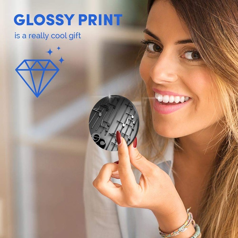 1 x Round MDF Magnet - 3D Musical Notes Music