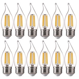 FLSNT 60 Watts Equivalent LED Chandelier Light Bulbs, Dimmable CA11 LED E26 Base Candelabra Bulbs, 2700K Soft White, 12 Pack UL,CA65 Listed.