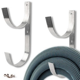 2 Pcs Set Wide Pool Pole Hangers Heavy Duty Silver Aluminium Holder with Screws Pool Hose Hangers Perfect Hooks for Swimming Pool Telescopic Poles Vacuum Hose Skimmers Nets Brushes Garden Equipment
