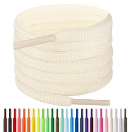 Handshop Half Round Shoelaces 1/4" - Oval Shoe Laces Replacements For Sneakers and Athletic Shoes Sports Cream 24 inch (60cm)