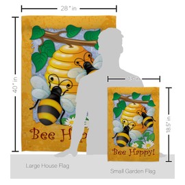Breeze Decor S104077-BO Bee Happy Friends Bugs & Frogs Decorative Vertical, Flags Set - House 28"x 40" & Garden 13"x 18.5", Multi-Color