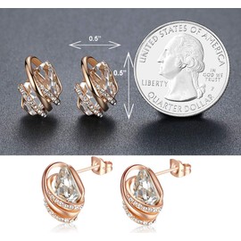 Leafael Wishstone Crystal Stud Earrings for Women, Birthstone Crystal Earrings with Healing Stones, Silver-tone or Rose Gold Earrings, Allergy-Free Jewelry for Women with Gift Box