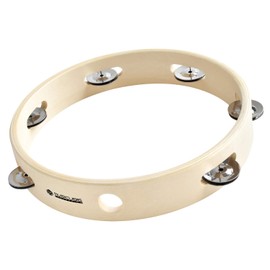 MUSICUBE 10-Inch Tambourine for Adults Kids Single Row Wooden Tambourine with Stainless Iron Jingles Educational Hand-Held Percussion Instrument Toys for Home School Party Supplies