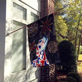 Caroline's Treasures AMB1451CHF for Our Heros Fireworks Patriotic Dalmatian House Flag Large Porch Sleeve Pole Decorative Outside Yard Banner Artwork Wall Hanging, Polyester, House Size, Multicolor