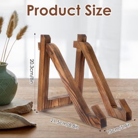 Quilax Plate Stands for Display 8 Inch, Decorative Wood Plate Stand, Picture Frame Stand for Dish Photo Plaque Platter Cutting Board