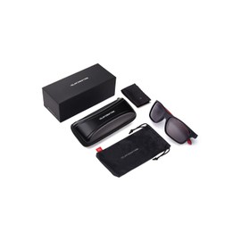 CLANDESTINE Square & Curve Unisex HD Sunglasses - Sunglasses Anti-Glare for Men and Women, Square Black Opal Red - Nylon HD Black