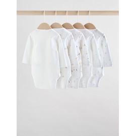 NEXT 5 Pack Long Sleeve Baby Bodysuits 100% Cotton, White Character, 12 months