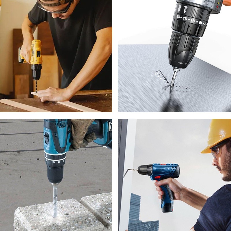 10-Piece Auger Tool, Durable, Metal Long Drill Set, Multiple Sizes,