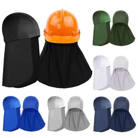 6 Pack Summer Hard Hat Liner with Sun Shade Ice Silk Windproof Neck  Liner Sweat Wicking Hat with Tail