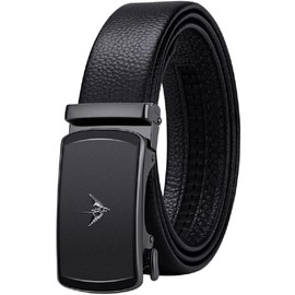 VANNANBA Cinturón automático de cuero genuino para hombre, con elegante caja de regalo, Negro 01, 42"-45" Waist Adjustable