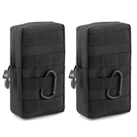 Little Fire Craft Tactical Pouch Drawstring Nylon Molle Pouch Outdoor Waist Bag Multi-Purpose Water-Resistant 2 Pack (Black)