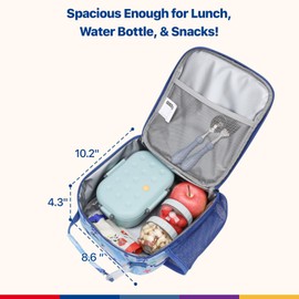 Bagseri Kids Lunch Bag Boys - Kids Lunch Box for Boys Reusable Leak-Proof and Insulated Lunch Bag With Water Bottle Holder Toddler Lunch Box for Daycare and School, Blue Whale