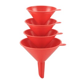 Mulbijeo Set di 4 Imbuti, senza BPA, Imbuti Cucina durevoli con foro di sospensione, Imbuto per olio, salse, spezie, Imbuto Benzina, multifunzione per cucina e cambio olio auto