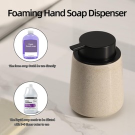 Haocoott Foaming Soap Dispenser Pump, Dish Soap Dispenser Bottle, Refillable Foam Soap Dispenser Bathroom, Hand Soap Dispenser Jar for Kitchen Sink Countertop Home Decor (Beige)