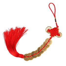 fatteryu Chinese Knot Feng Shui Wealth 3/6/8/9/10 Coins For Home Car Hanging Tassel