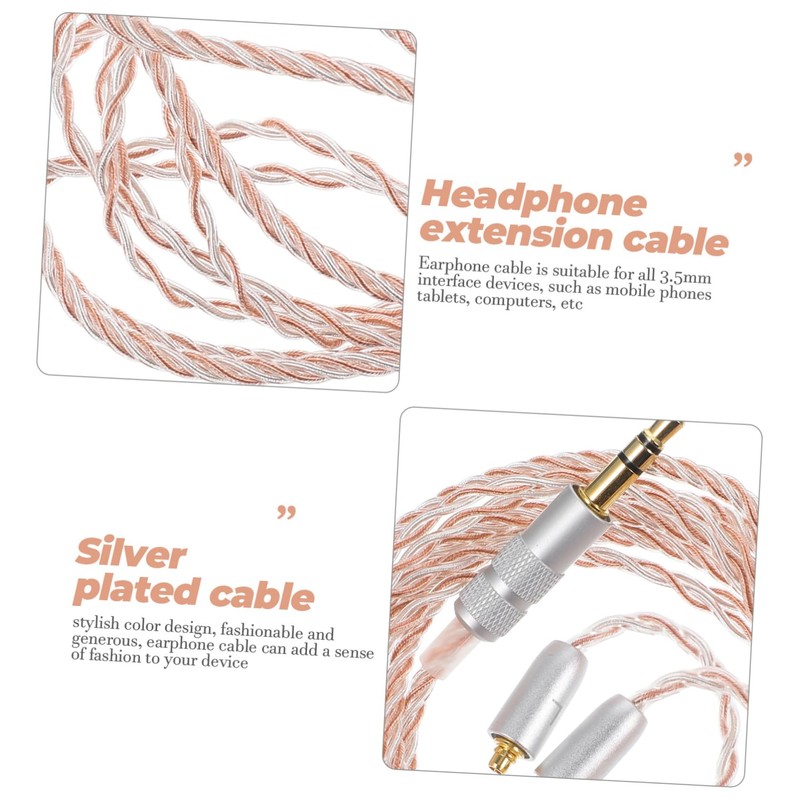 MERRYHAPY Plated 3.5mm Earphone Cable Coiled Headphone Wire Long Cable