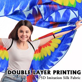 iROLEWIN Bird-Wings-Parrot-Costume for Adults Mardi Gras Headband for Women Feather Cape Big Eagle Dress-Up Shawl Party Gifts