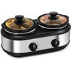 Dual Slow Cooker Buffet Server Food Warmer with 3 Adjustable