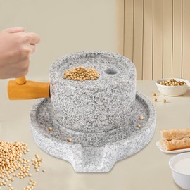 Stone Grain Mill, Removable Manual Stone Mill, Hand Stone Grinder Natural Granite Paste Mill, Manual Dry/Wet Graphite Machine Industry Handmade Stone Mill Tool for Bean Barley Spice Corn