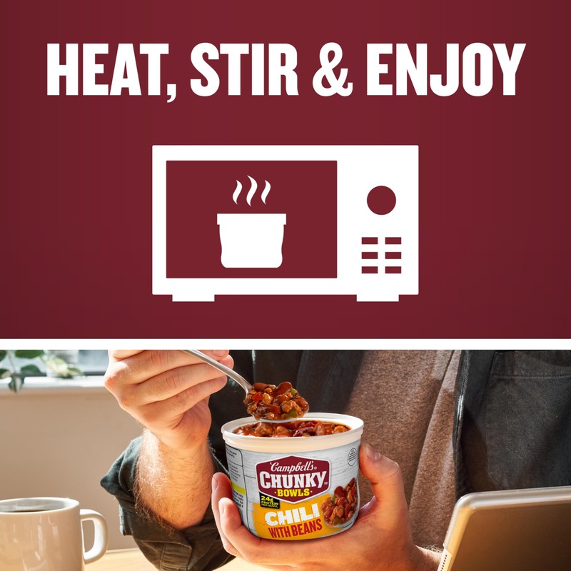 Campbell's Chunky Chili with Beans, 15.25 oz. Microwavable Bowl