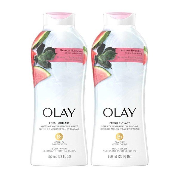 Olay Body Wash Fresh Water Melon And Agave 22 Ounce (650ml) (Pack of 2)