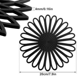 YMKWZ 9 Pcs Silicone Trivet Mat Soft Flexible Hot Pot Holder Heat Resistant Hot Pads Nonslip Silicone Trivet for Table and Countertop Dishwasher Safe Black