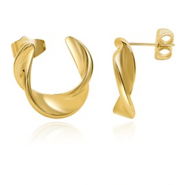 Geedow Spiral Hoop Earrings for Women - 18K Gold Plated Lightweight Earring Fashion Jewelry Set Gifts Formal Birthday Wedding Party Decoration