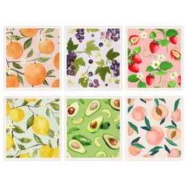 Morigins Mixed Fruit Swedish Kitchen Dishcloths Reusable Dish Towels Absorbent and Fast Dry Cleaning Cloths for Kitchen Cleaning Wipes 6 Pieces