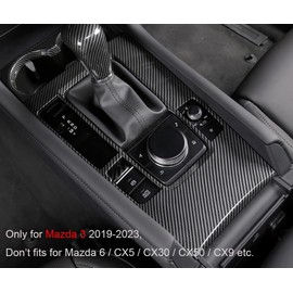 Kadore Interior Gear Shift Panel Frame Cover Trim for 2019-2022 2023 Mazda 3 Carbon Fiber Pattern (only for Mazda3)(Not fit Models Without Sliding lid for The Cup Holders)
