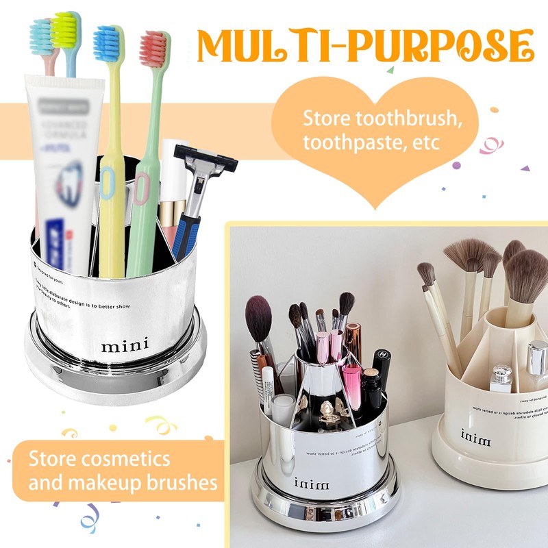 Multi Functional Rotating Toothbrush Holders with Sliding Base, 7 Slot