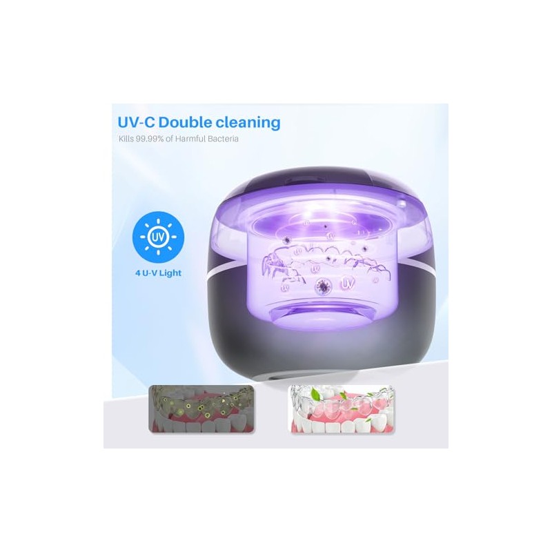 Ultrasonic Cleaner Machine with LED Display, 4UV-C & Sweep Frequency
