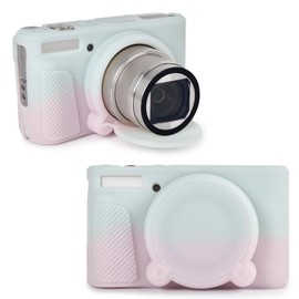 Rieibi SX740 Camera Case,Silicone Case for Canon powershot SX740/SX730 Camera,Silicone Protective Cover Compatible with Canon SX730/SX740 HS Digital Camera - jelly pink green