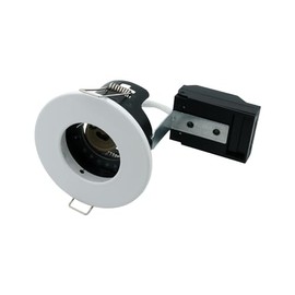 Leyton Lighting FN-F-WH GU10 Fixed Downlight, IP20, 85mm, White, Loop in/Out, Open Back