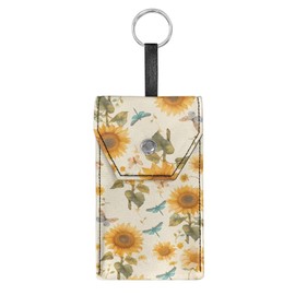 Yorfeemge Tissues Purse Pocket Hanging Rope Travel Tissue Pouch Snap Button Enclosed Pocket Tissue Holder for Coin Purse 5.5 x 3.1 Inches Sunflower Butterfly