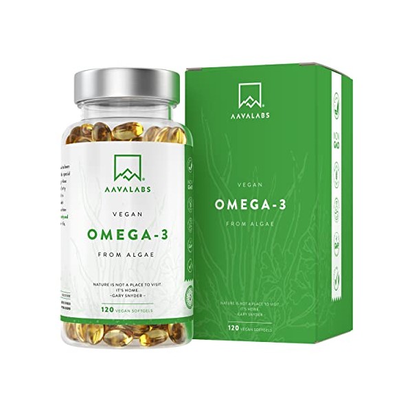 Premium Vegan Omega 3 High Strength [ 1100 mg ] - 600 mg DHA and 300 mg EPA per Daily dose of 4 Vegan Omega 3 Capsules- 120 Omega 3 Vegan - with Vitamin E - from Sustainable Plant-Based Algae Oil