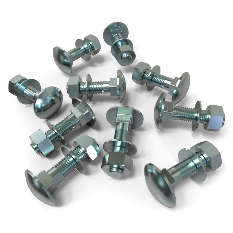 Pack of 10 carriage bolts M5 x 20 round head