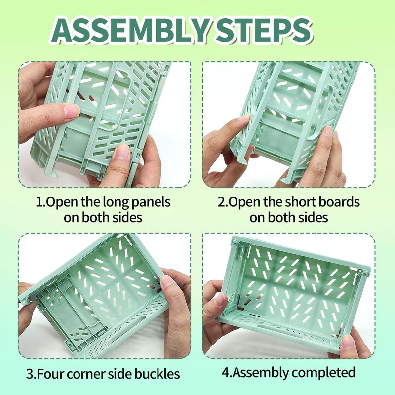 Vordpe Pack of 3 Folding Boxes, Plastic Folding Basket, Mini