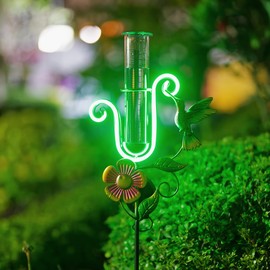 Stargarden Rain Gauge Outdoor, Hummingbird Solar Rain Gauge, Metal Rain Measure Gauge with 7 Inch Tube, Decorative Rainfall Measurement for Yard, Porch Decor