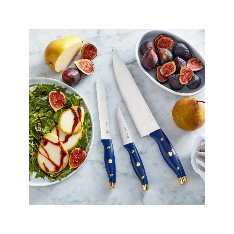 Sabatier 3-Piece Chef Set, Navy & Gold