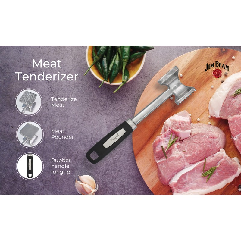 Jim Beam Heavy Duty Construction Meat Tenderizer with Soft Grip