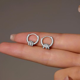 LOVPEPY Dangle Hoop Earrings for Women, 925 Sterling Silver 14K Glod Plated Cubic Zirconia Circle Huggie Earrings to Daughter 2 in 1 Stud Earring Christmas Valentine's Day Jewelry Gift, 12*12mm,