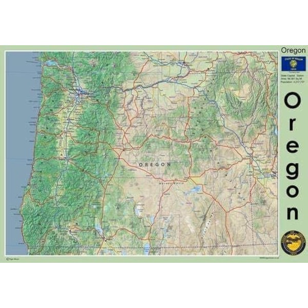 Oregon State Map - 23.3 x 16.5 inches – Paper