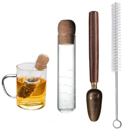 Realand Tea Infuser for Loose Leaf Tea, Glass Tea Infuser Tea Strainer with Teaspoon & Cleaning Brush, Reusable Loose Leaf Tea Steeper with Cork, Tea Diffusers for Loose Tea