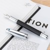 Jinhao 92 Pluma estilográfica negra plateada, punta media, metal sólido