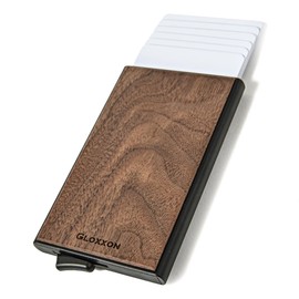 GLOXXON Credit Card Case, Large Capacity, Slide Type, Anti-Skimming, Tree, Magnetic, Lightweight, Men's, Women's, walnut
