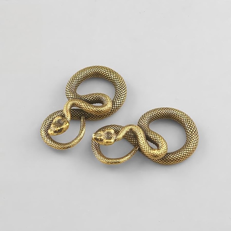 Brass Snake Figurine Miniature Ornament, Handcrafted Decorative Animal Sculpture for