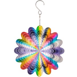 CIM Rainbow Wind Chime Stainless Steel Smooth Spinning Wind Mobile with Brilliant Colours, Includes Hanging Bracket, Attractive Window and Garden Decoration