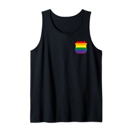 Police Badge Proud Ally Rainbow Heart - Gay Pride Tank Top