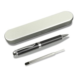 YUN CHUN 1PC Carbon Fiber Ballpoint Pen, Luxury Medium Point Ball Pen with 1 Extra Refill, Fancy Cool Pen for Writing, Note Taking, Journaling, Retractable Executive Professional Pen for Work