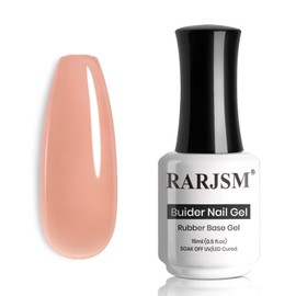 RARJSM RARJSM Rubber Base Coat Gel Polish Nude Salmon Pink Skin Tone Rubber Base Gel for Nails Natural Nude Color French Manicure Extend Gel Soak Off Curing Requires Single Bottle 15ml Salon Home DIY Use